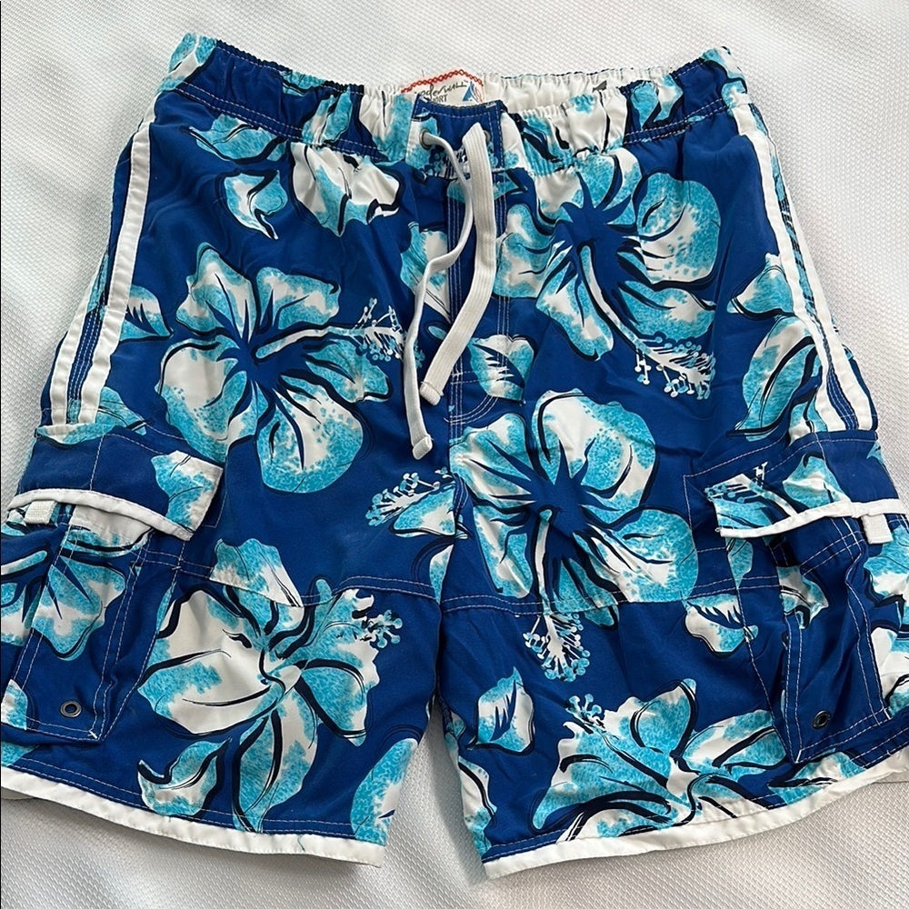 Men’s Hawaiian board shorts hibiscus flower